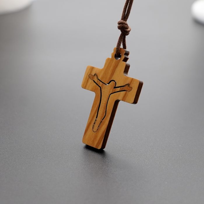 十字架-橄榄木-双层-带挂绳带包装(3.7/4.5/5.5cm ) Catholic religious art