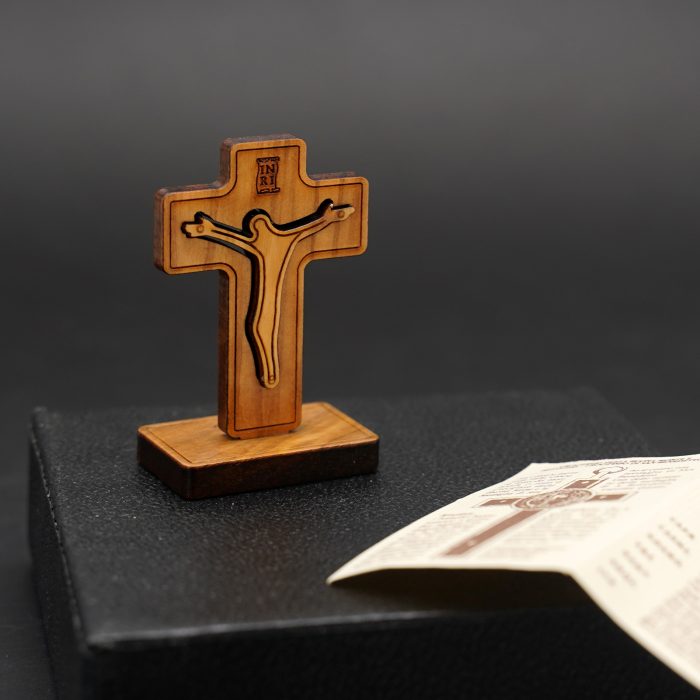 十字架-橄榄木双层-带包装底座-5.0x3.2cm Catholic religious art