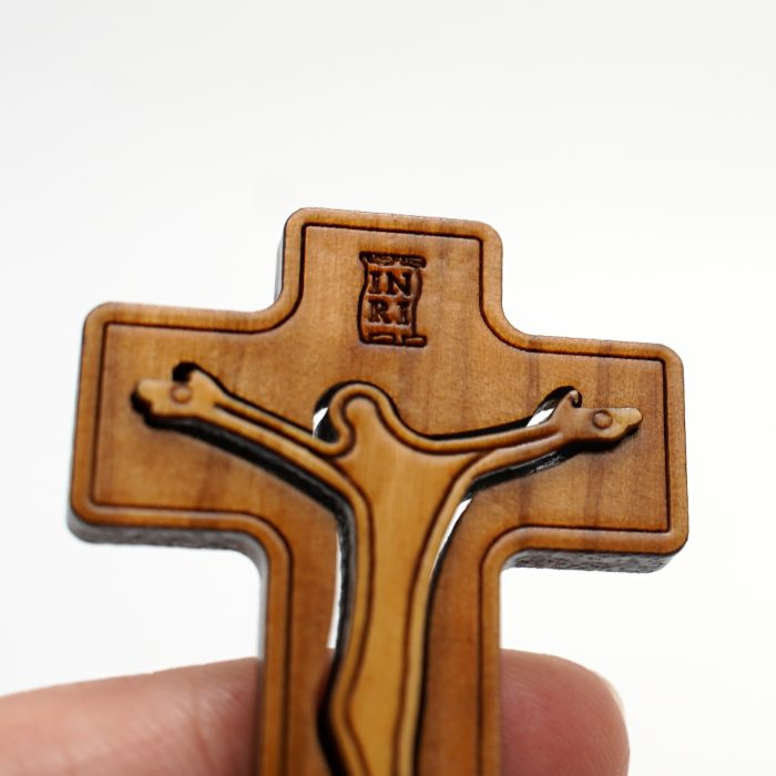 十字架-橄榄木双层-带包装底座-5.0x3.2cm Catholic religious art