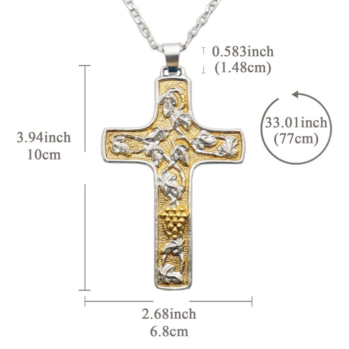 主教胸前十字架-葡萄符号-双色黄铜-6.8×10cm-配链 Catholic religious art