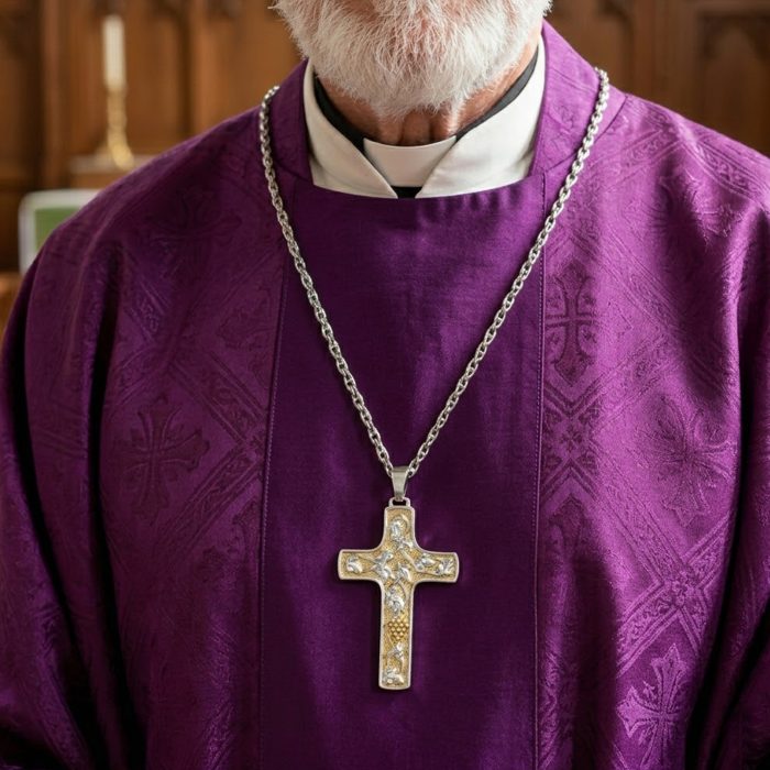 主教胸前十字架-葡萄符号-双色黄铜-6.8×10cm-配链 Catholic religious art