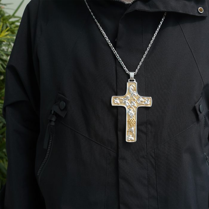 主教胸前十字架-葡萄符号-双色黄铜-6.8×10cm-配链 Catholic religious art