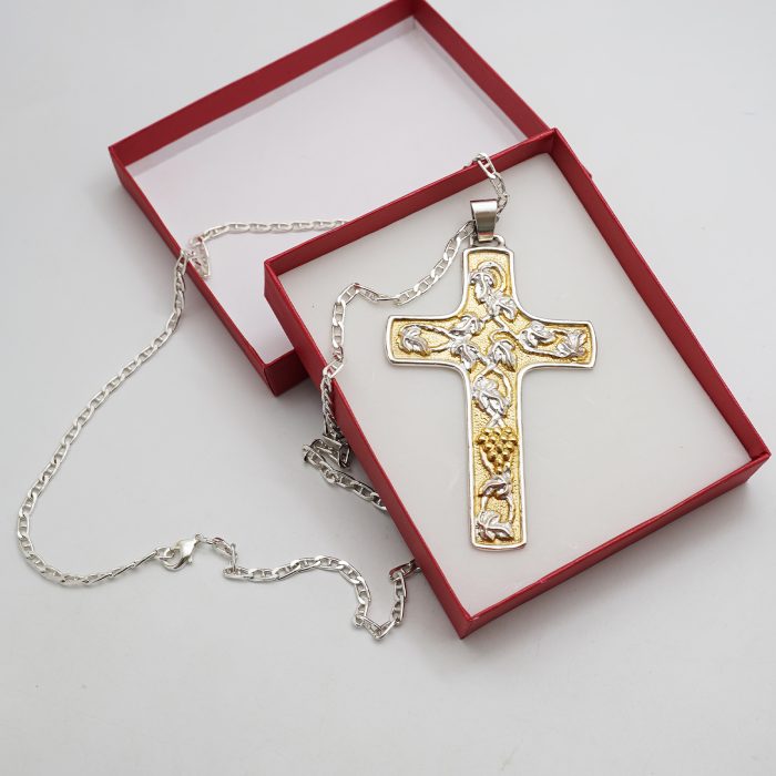 主教胸前十字架-葡萄符号-双色黄铜-6.8×10cm-配链 Catholic religious art