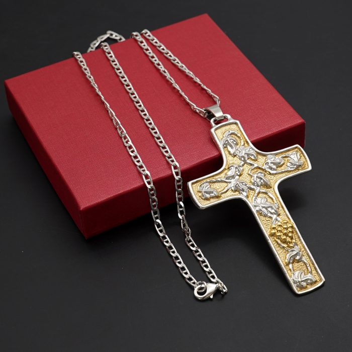 主教胸前十字架-葡萄符号-双色黄铜-6.8×10cm-配链 Catholic religious art