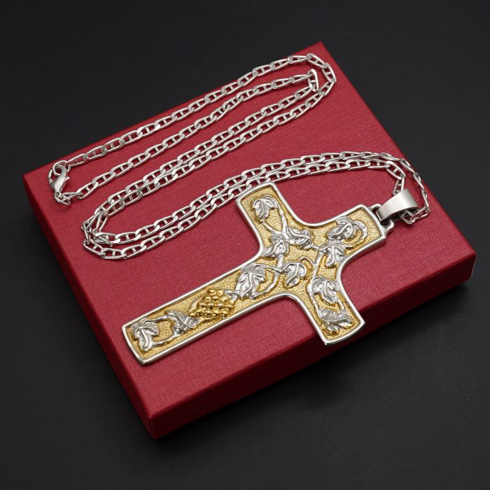 主教胸前十字架-葡萄符号-双色黄铜-6.8×10cm-配链 Catholic religious art