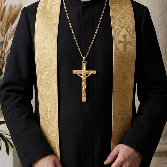 主教胸前十字架-黄铜-6.2×10cm-配链 Catholic religious art