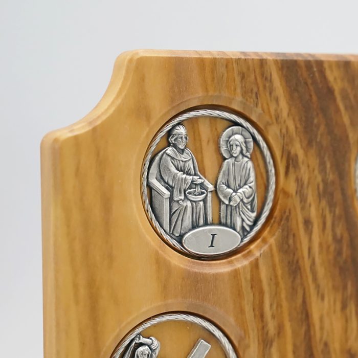 双联橄榄木苦路-圆形合金牌-镀银基督-救世主-17x22.5cm Catholic religious art