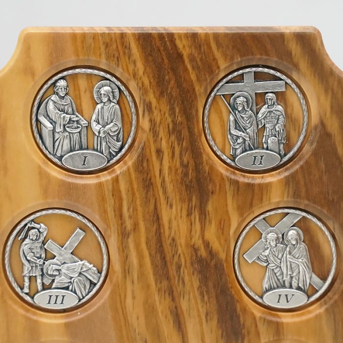 双联橄榄木苦路-圆形合金牌-镀银基督-救世主-17x22.5cm Catholic religious art