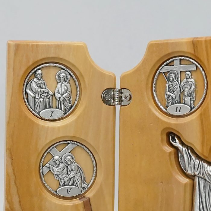 三联橄榄木苦路 圆形合金牌 镀银基督 救世主 镀银 .17x22.5cm Catholic religious art