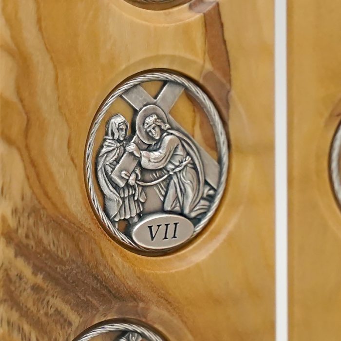 三联橄榄木苦路 圆形合金牌 镀银基督 救世主 镀银 .17x22.5cm Catholic religious art