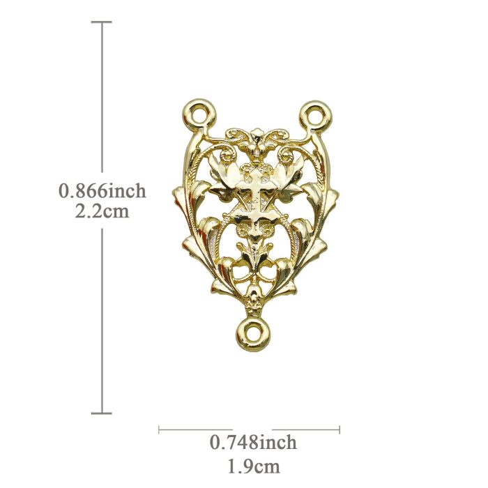 DIY三通-镂空花纹-黄铜镀14K-2.2cm Catholic religious art