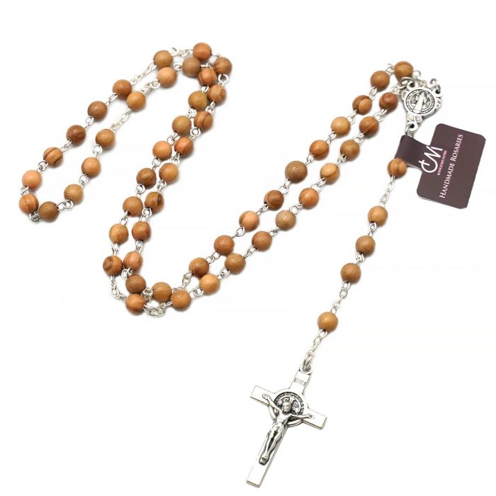 玫瑰念珠-简约橄榄木-绳编｜5/6mm Catholic religious art