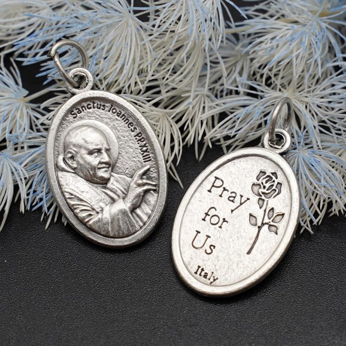DIY小吊牌-若望保禄二世+Pray For Us-锌合金-2.2x1.6cm Catholic religious art