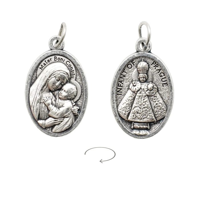 IC03MD122 DIY小吊牌-善导圣母+布拉格圣婴-锌合金-2.2x1.6cm Catholic religious art