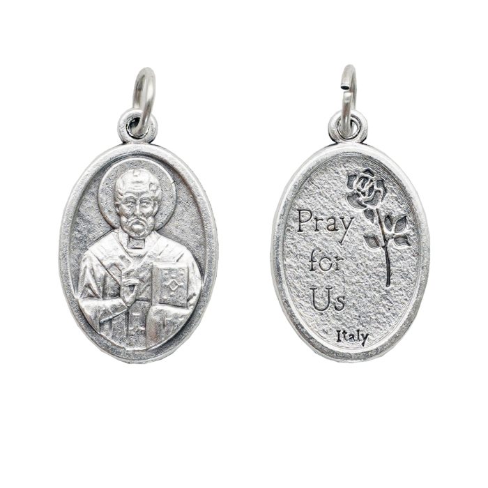 OV22A+AN.44+46 DIY小吊牌-巴里的圣尼各老-锌合金-2.2x1.6cm Catholic religious art