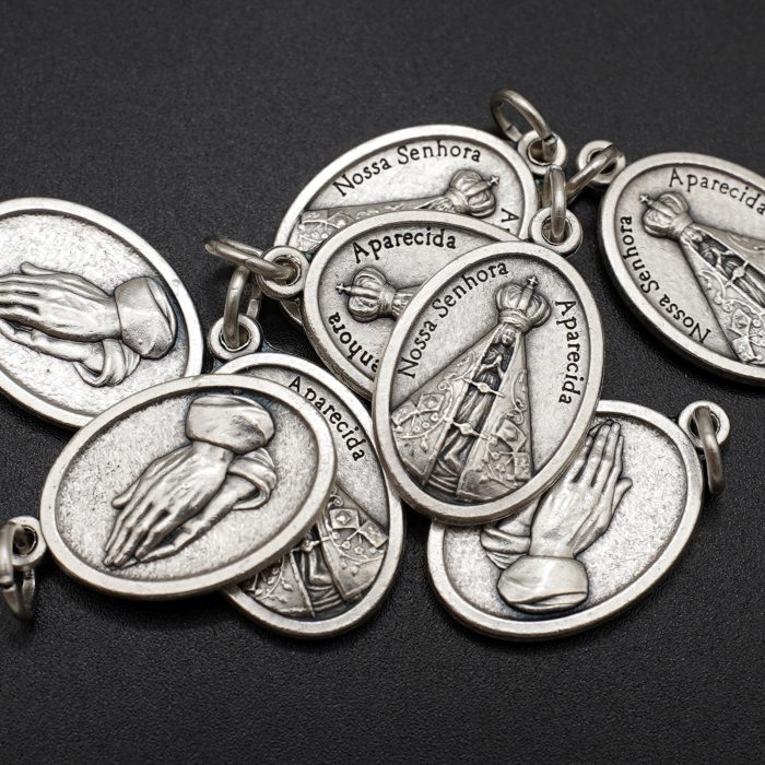 DIY小吊牌-阿帕雷斯达圣母+合掌-锌合金-2.2x1.6cm Catholic religious art