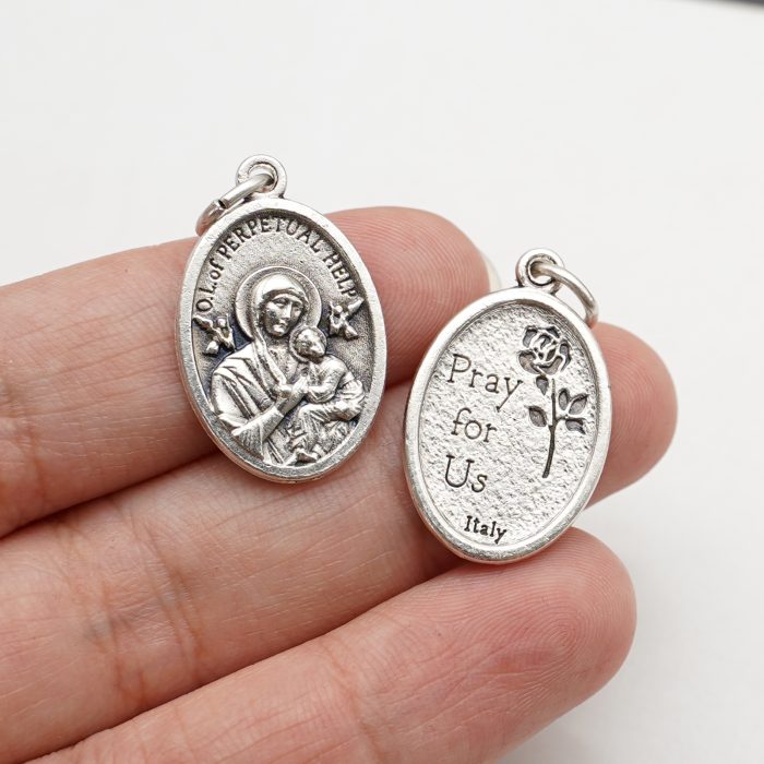 DIY小吊牌-永援圣母+Pray For Us-锌合金-2.2x1.6cm Catholic religious art