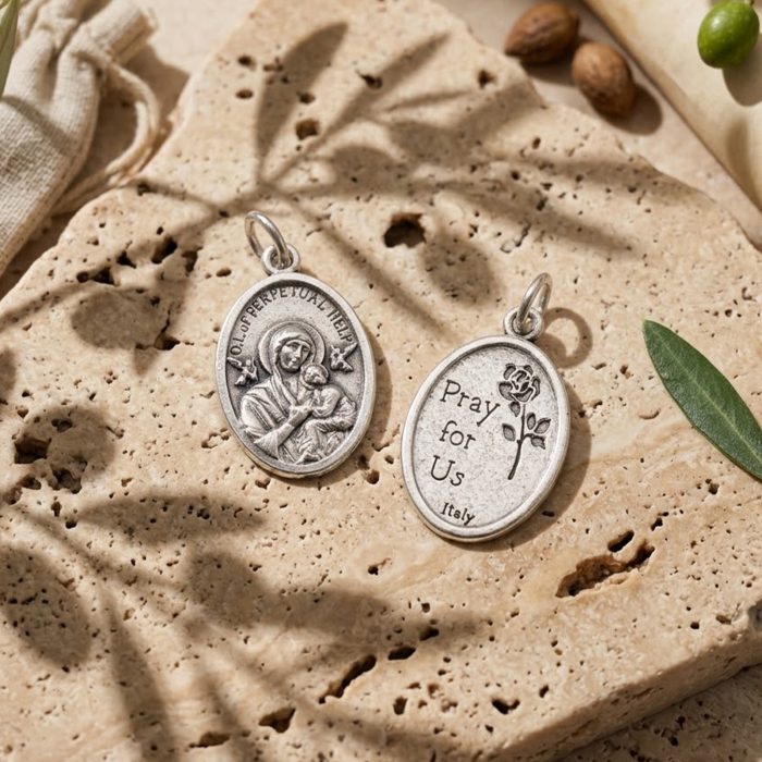 DIY小吊牌-永援圣母+Pray For Us-锌合金-2.2x1.6cm Catholic religious art