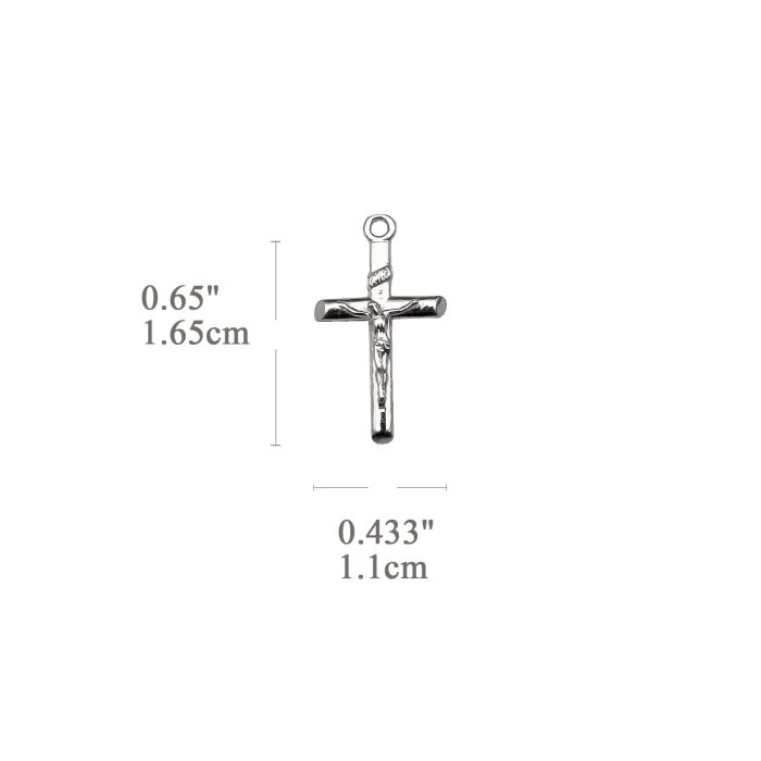 DIY十字架-斜口圆柱-925纯银镀铑-1.65x1.1cm - 图片 2