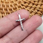 DIY十字架-斜口圆柱-925纯银镀铑-1.65x1.1cm - 图片 4
