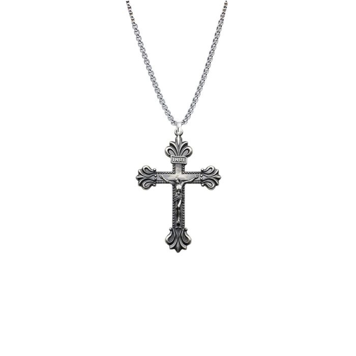 项链十字架-复古款-925银-做旧-4.3x3.4cm（送扣加钛钢链） Catholic religious art
