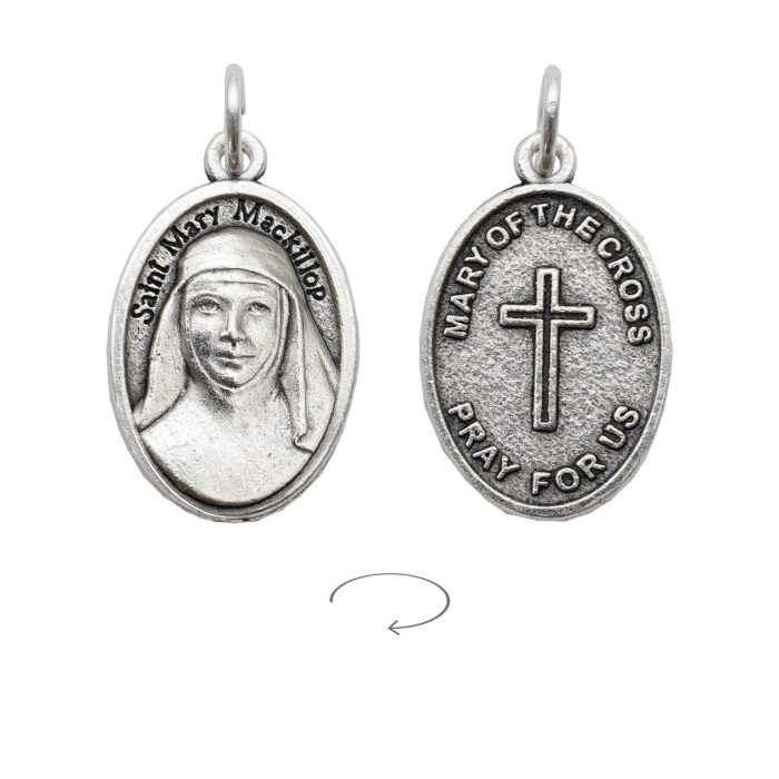 IC03MD109 DIY小吊牌-圣女麦基洛普(Mary MacKillop)+十字架-锌合金-2.2x1.6cm Catholic religious art