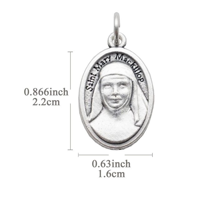 DIY小吊牌-圣女麦基洛普（Mary MacKillop）+十字架-锌合金-2.2x1.6cm Catholic religious art