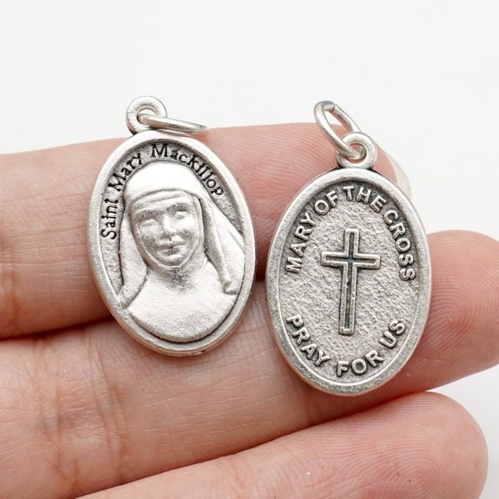 DIY小吊牌-圣女麦基洛普（Mary MacKillop）+十字架-锌合金-2.2x1.6cm Catholic religious art