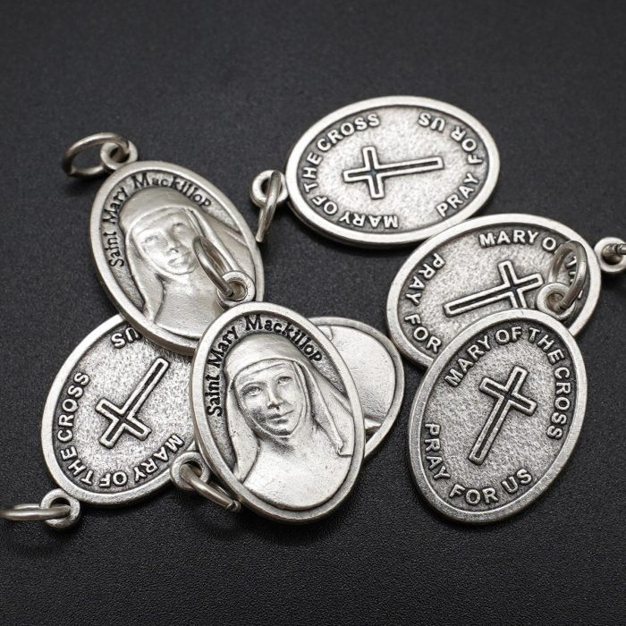 DIY小吊牌-圣女麦基洛普（Mary MacKillop）+十字架-锌合金-2.2x1.6cm Catholic religious art