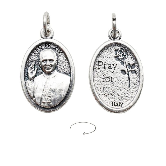 IC03MD111 DIY小吊牌-教宗良十四世+Pray For Us-锌合金-2.2x1.6cm Catholic religious art