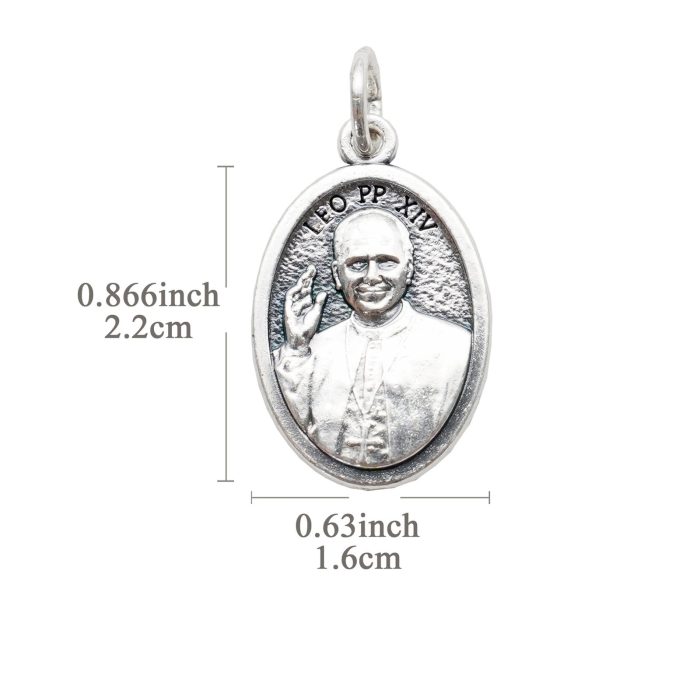 DIY小吊牌-教宗良十四世+Pray For Us-锌合金-2.2x1.6cm Catholic religious art