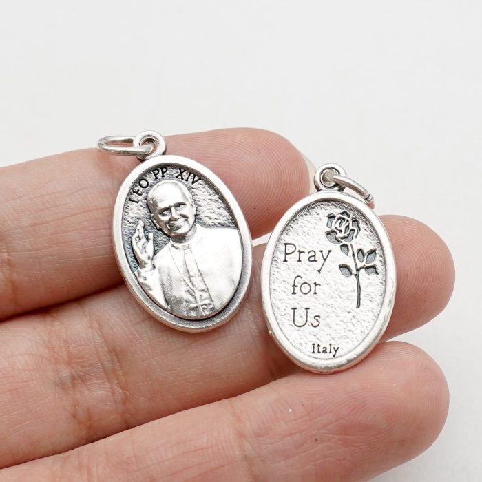 DIY小吊牌-教宗良十四世+Pray For Us-锌合金-2.2x1.6cm Catholic religious art