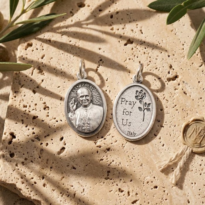 DIY小吊牌-教宗良十四世+Pray For Us-锌合金-2.2x1.6cm Catholic religious art