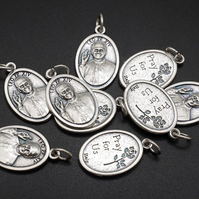 DIY小吊牌-教宗良十四世+Pray For Us-锌合金-2.2x1.6cm Catholic religious art