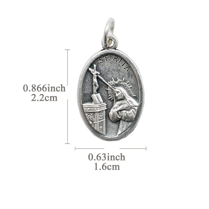 DIY小吊牌-圣妇利达（Saint Rita）-锌合金-2.2x1.6cm Catholic religious art