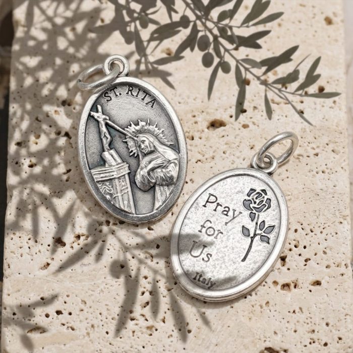 DIY小吊牌-圣妇利达（Saint Rita）-锌合金-2.2x1.6cm Catholic religious art