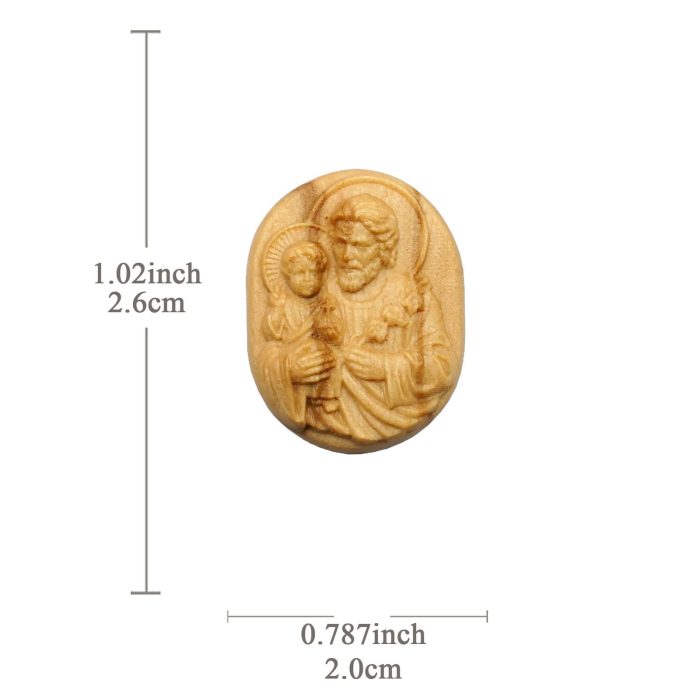 DIY双通-橄榄木-若瑟年抱耶稣-2.6cm Catholic religious art
