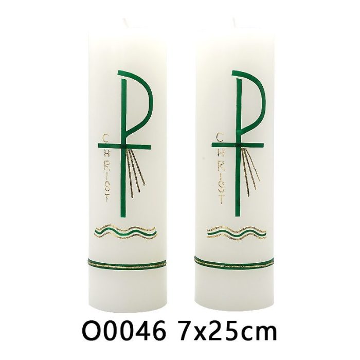 IC06CO046 手工蜡烛-常年期-绿基麦穗-7x25cm Catholic religious art