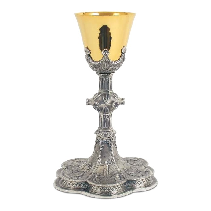 Chalice - Gothic Style & Biblical Scenes - Silver - H23x5cmxD8x5cm Chalice - Gothic Style & Biblical Scenes - Silver - H23x5cmxD8x5cm - 图片 1