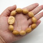 弹力手链-若瑟抱耶稣椭圆牌-橄榄木珠-单圈长20cm - 图片 4