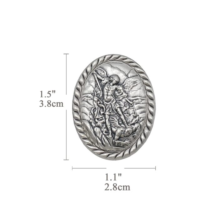 冰箱贴-圣牌磁吸-弥额尔-镀银合金-银色边缘编绳-3.8x2.8cm - 图片 2