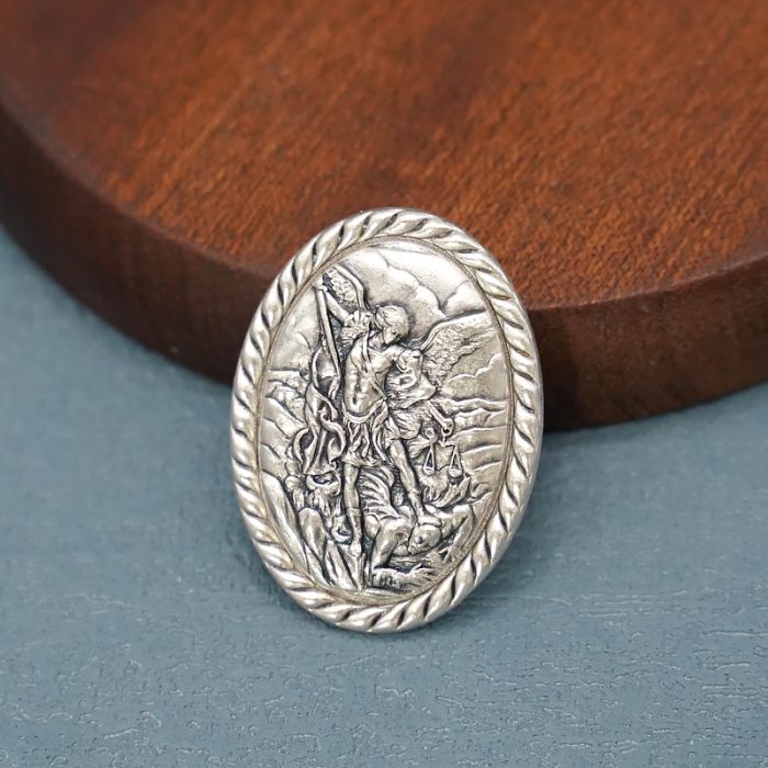 冰箱贴-圣牌磁吸-弥额尔-镀银合金-银色边缘编绳-3.8x2.8cm - 图片 5