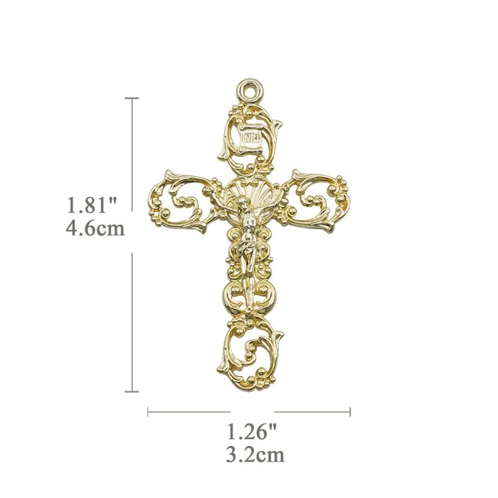 DIY十字架-复古镂空-黄铜14K-4.6x3.2cm - 图片 2