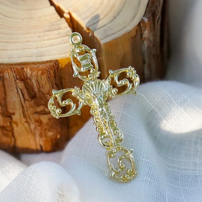 DIY十字架-复古镂空-黄铜14K-4.6x3.2cm - 图片 3