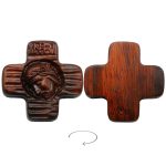 DIY十字架-方形耶稣头像-黑檀紫檀木-3.2cm