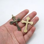 DIY十字架-复古十字架-黄铜做旧/黄铜/黄铜镀18k金-4.8x3.4cm - 图片 4