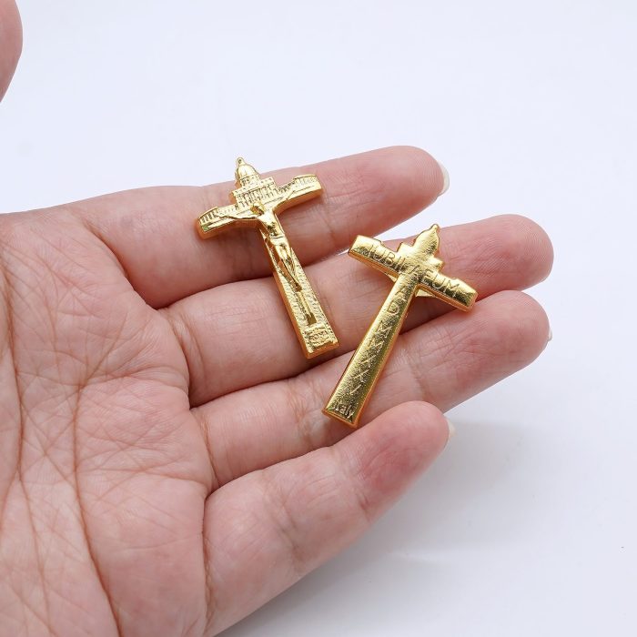DIY十字架-禧年圣伯多禄广场-锌合金-金色-3.8x2.3cm - 图片 3