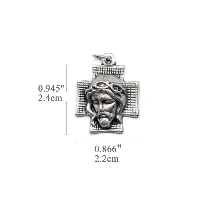 DIY十字架-耶稣圣容苦像方形-锌合金-2.3x2.2cm - 图片 2