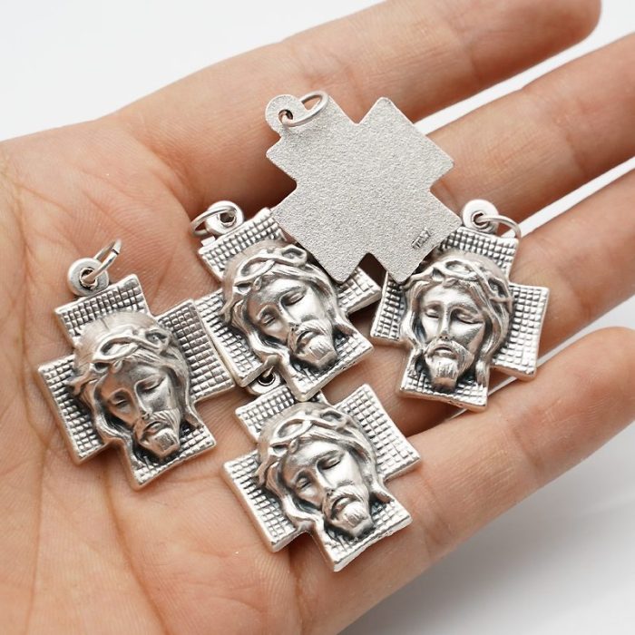 DIY十字架-耶稣圣容苦像方形-锌合金-2.3x2.2cm - 图片 6