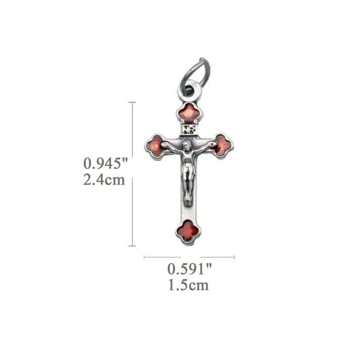 DIY十字架-银色合金+红色珐琅彩2.3cm - 图片 2